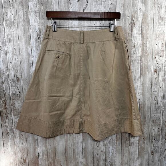 Ralph Lauren A Line Skirt Woemens‎ 8 Khaki Flare Knee Length Minimalist Preppy - Picture 1 of 7